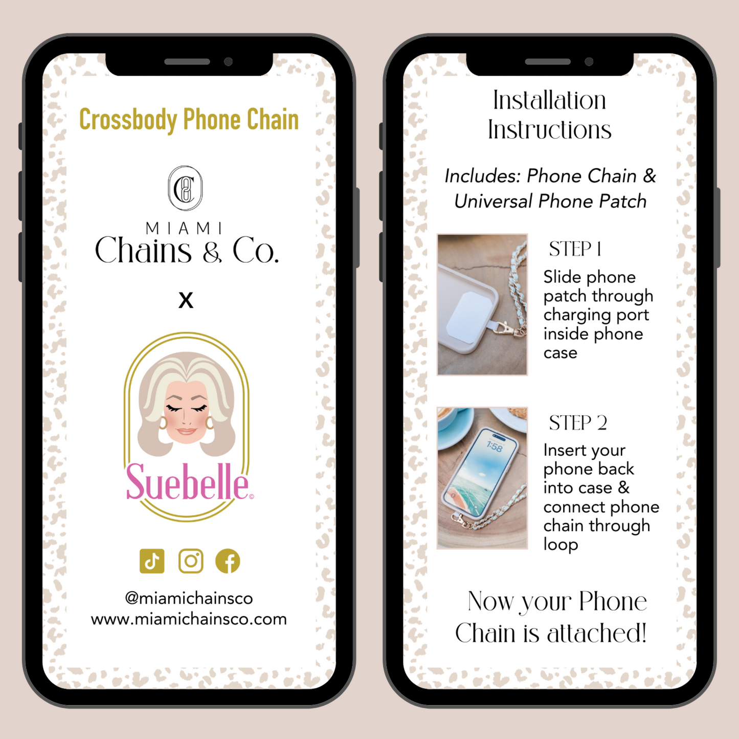 Denim Cheetah Crossbody Phone Chain
