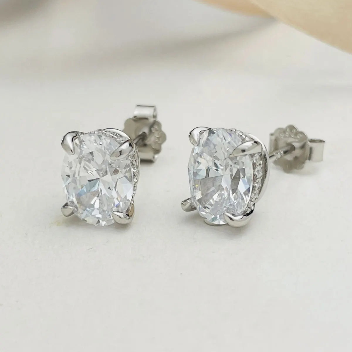 4 Ct Oval Moissanite Stud Earrings 925 Sterling Silver VVS D Color GRA