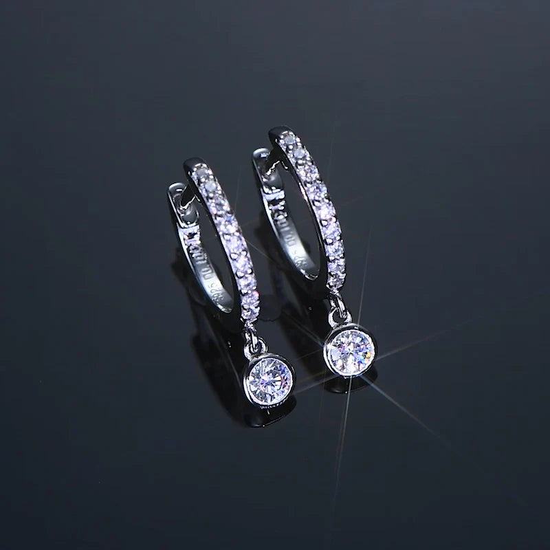 925 Sterling Silver Moissanite Huggie Hoop Earrings 3mm Bezel Set