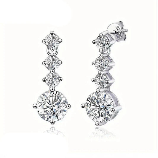 925 Sterling Silver Moissanite Stud Earrings 2.6ct Classic Simple Luxury
