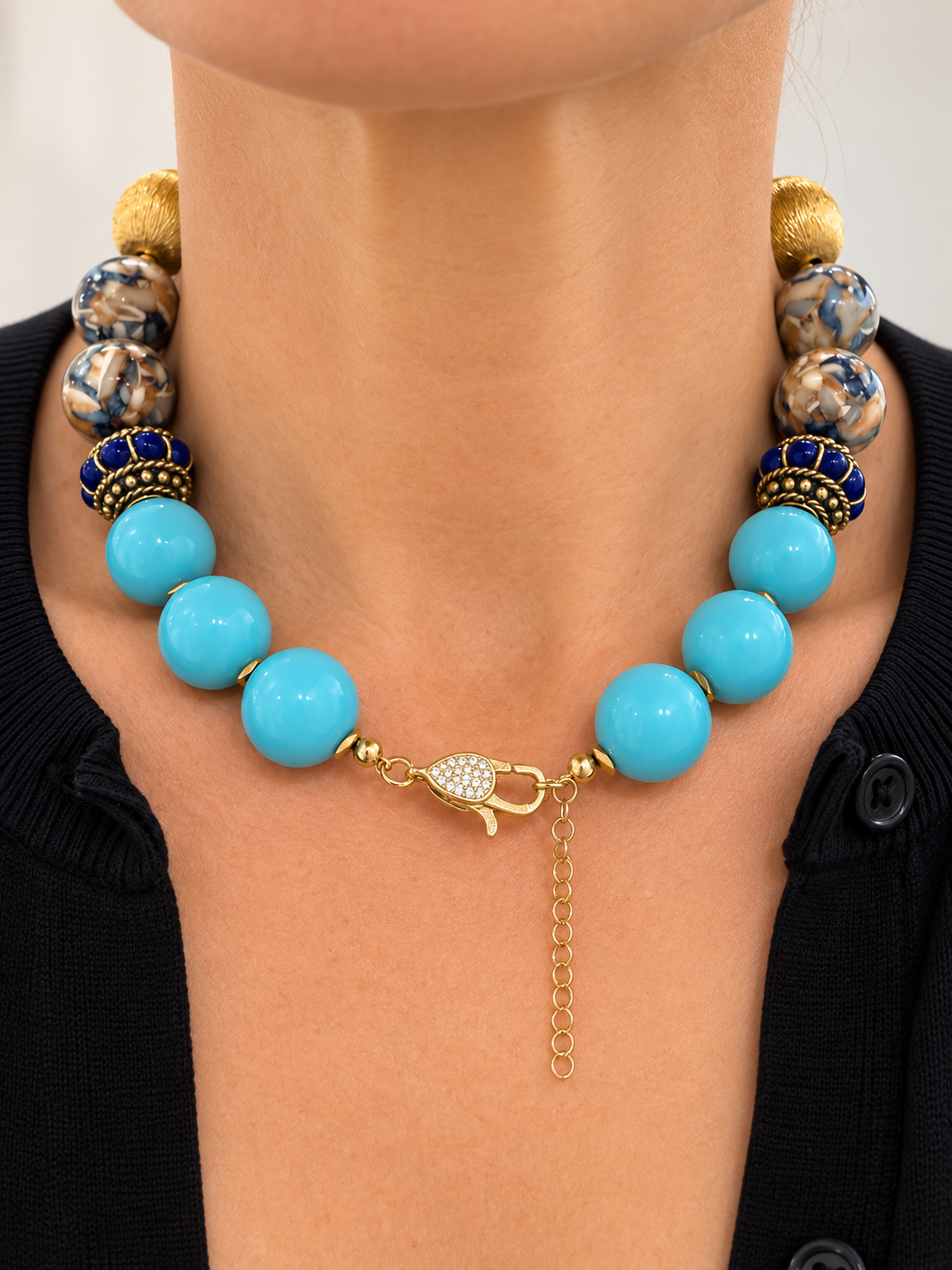 Reconstructed Pearl with Blue Resin