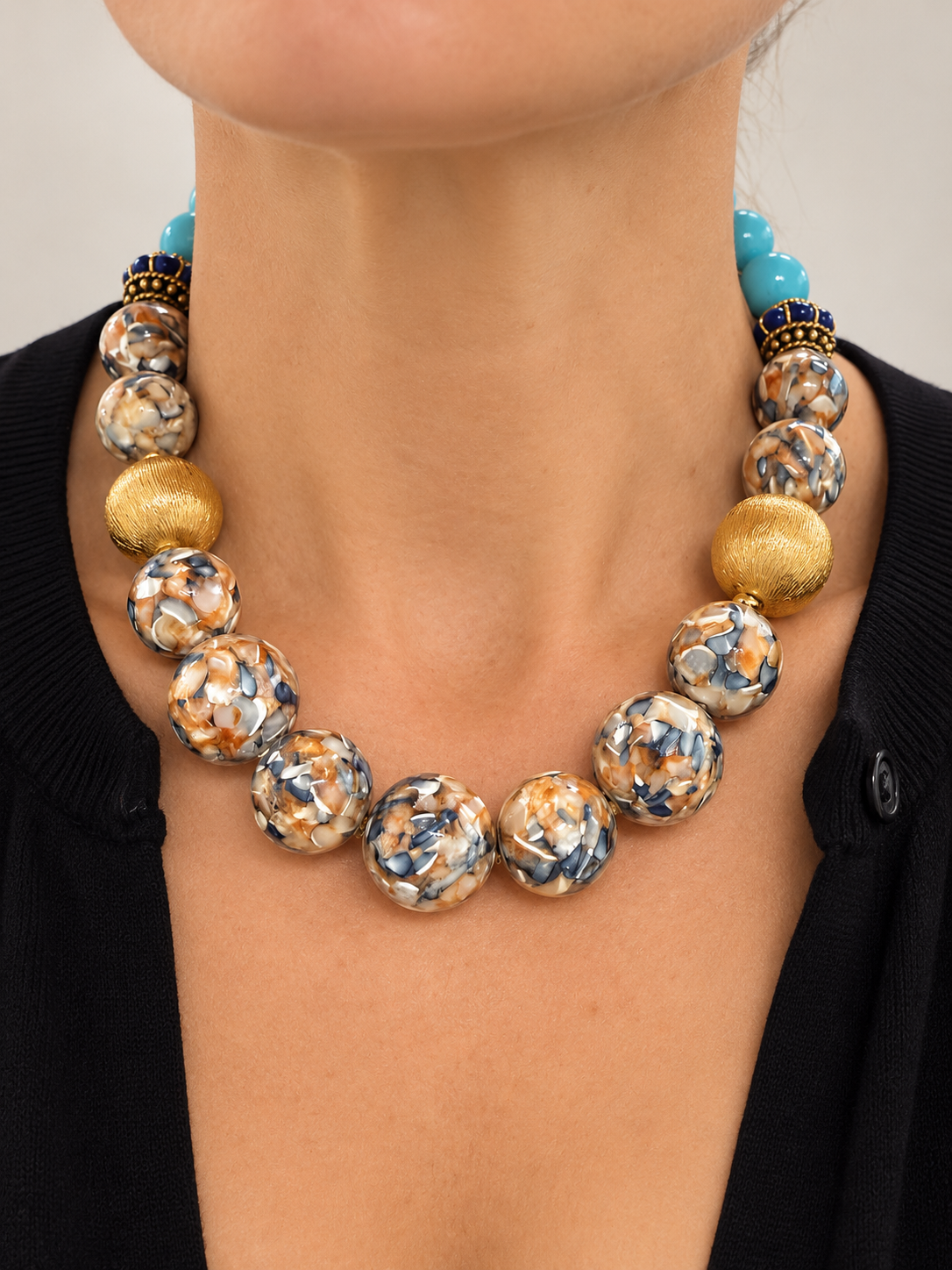 Reconstructed Pearl with Blue Resin