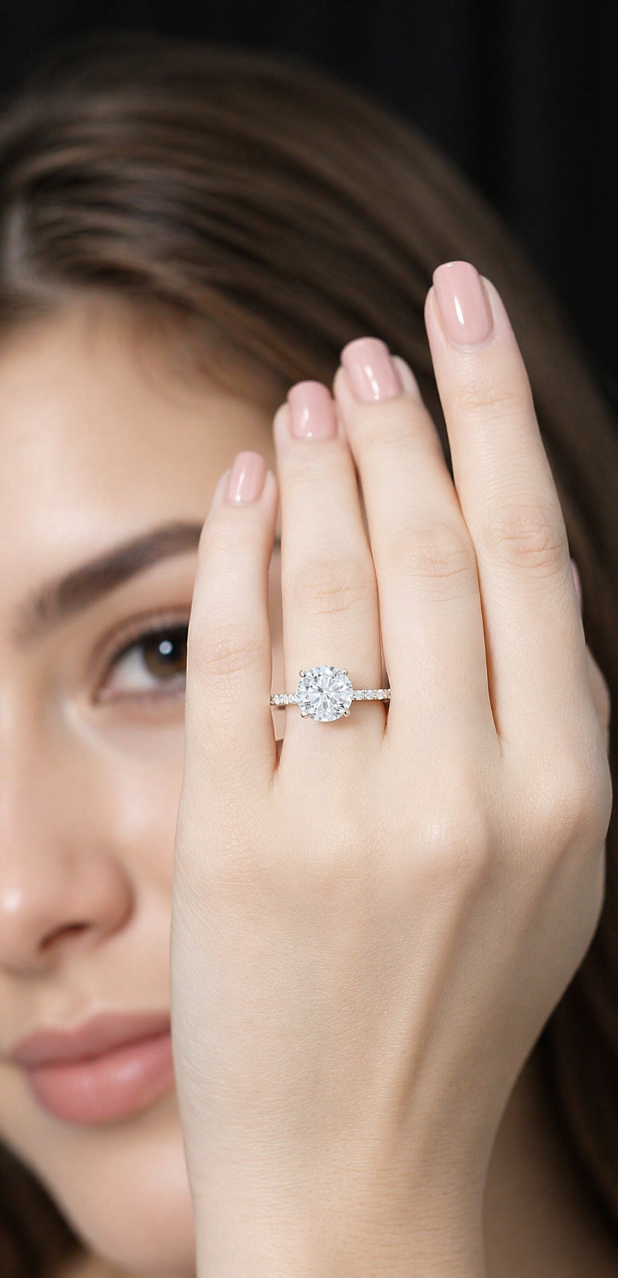 3 Carat Brilliant Cut Moissanite Classic Engagement Ring In Gold Plated Silver