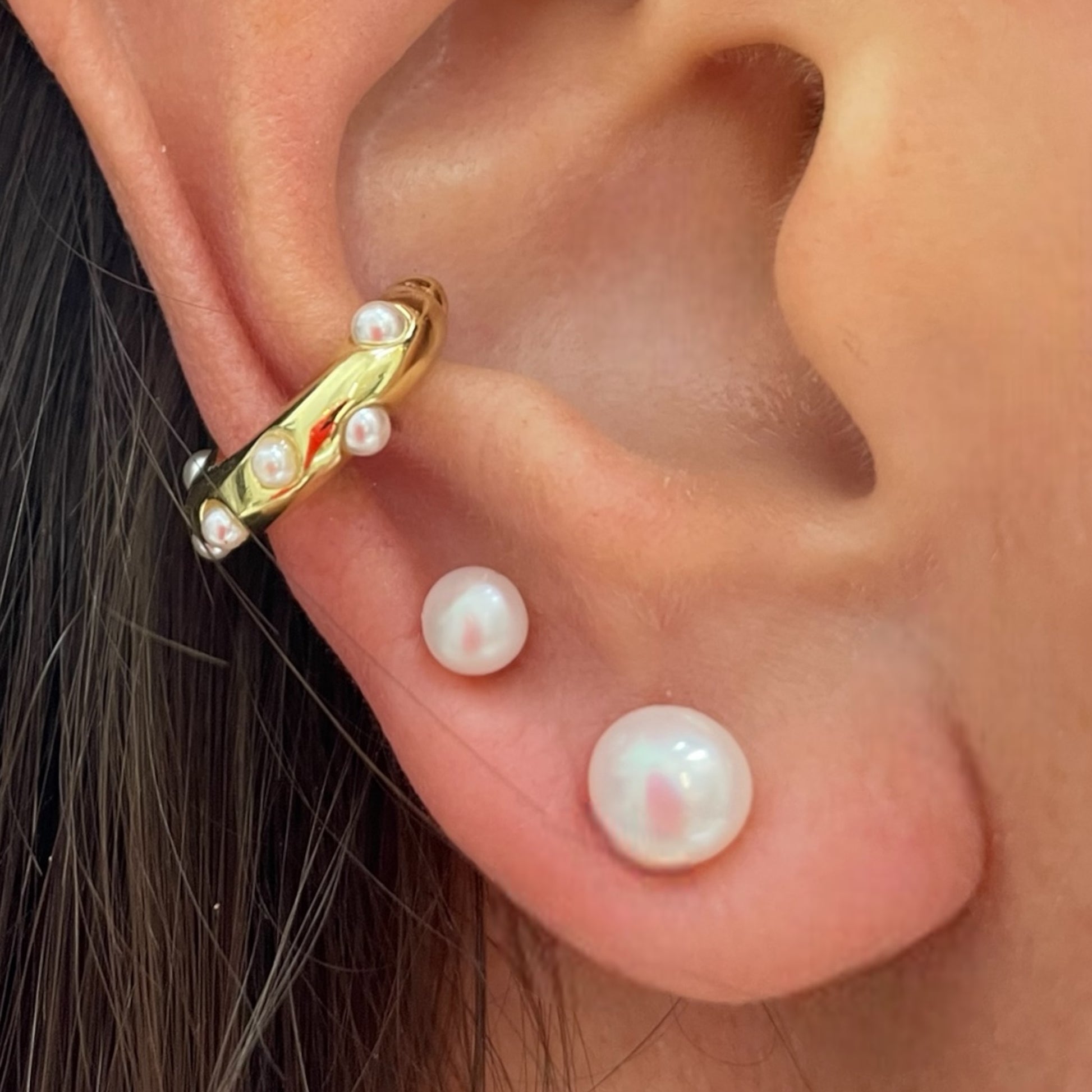 INDY PEARL BALL BACK STUDS-EARRINGS-Masi Jewelry-Masi Jewelry