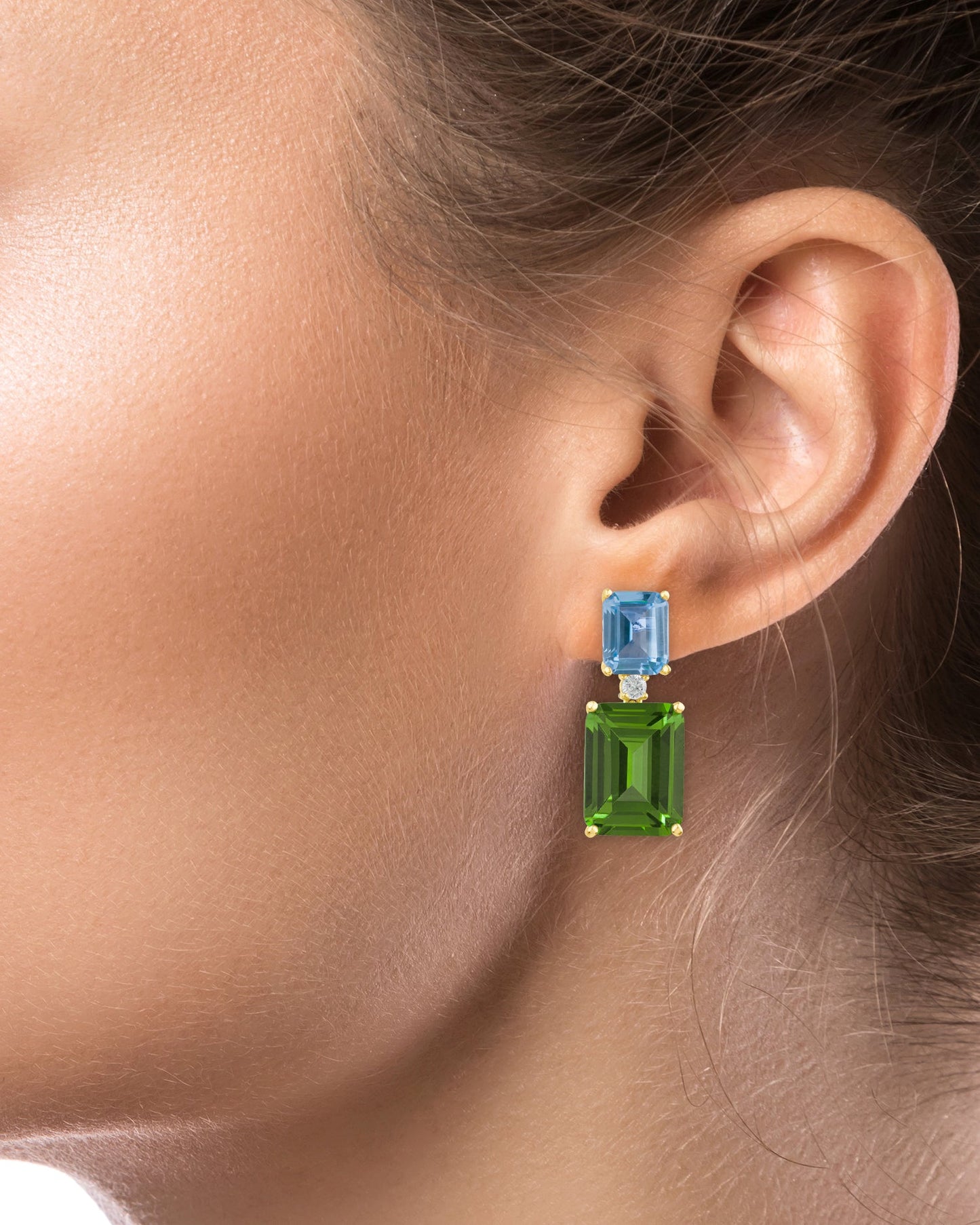 Peridot and Aqua Two Tone Earrings