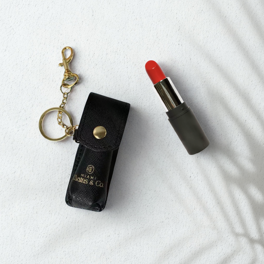 Portable Lipstick Case in Jet Black and Gold