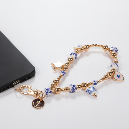 Petal Pop - Gold & Blue Phone Charm