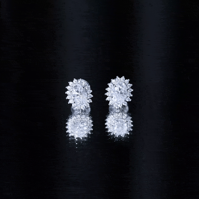 2 Carat Oval Moissanite Halo Stud Earrings In Sterling Silver