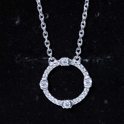Sterling Silver Moissanite Eternity Necklace With Chain