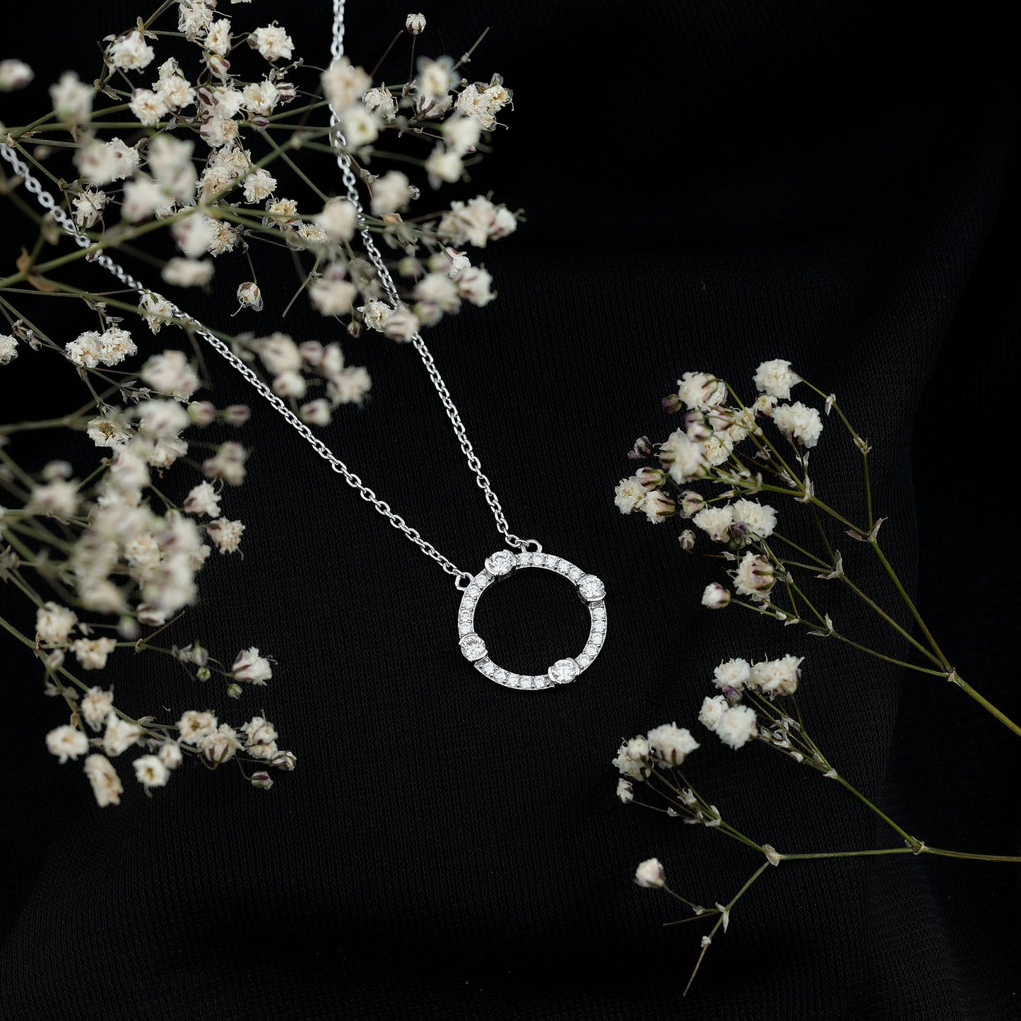 Sterling Silver Moissanite Eternity Necklace With Chain