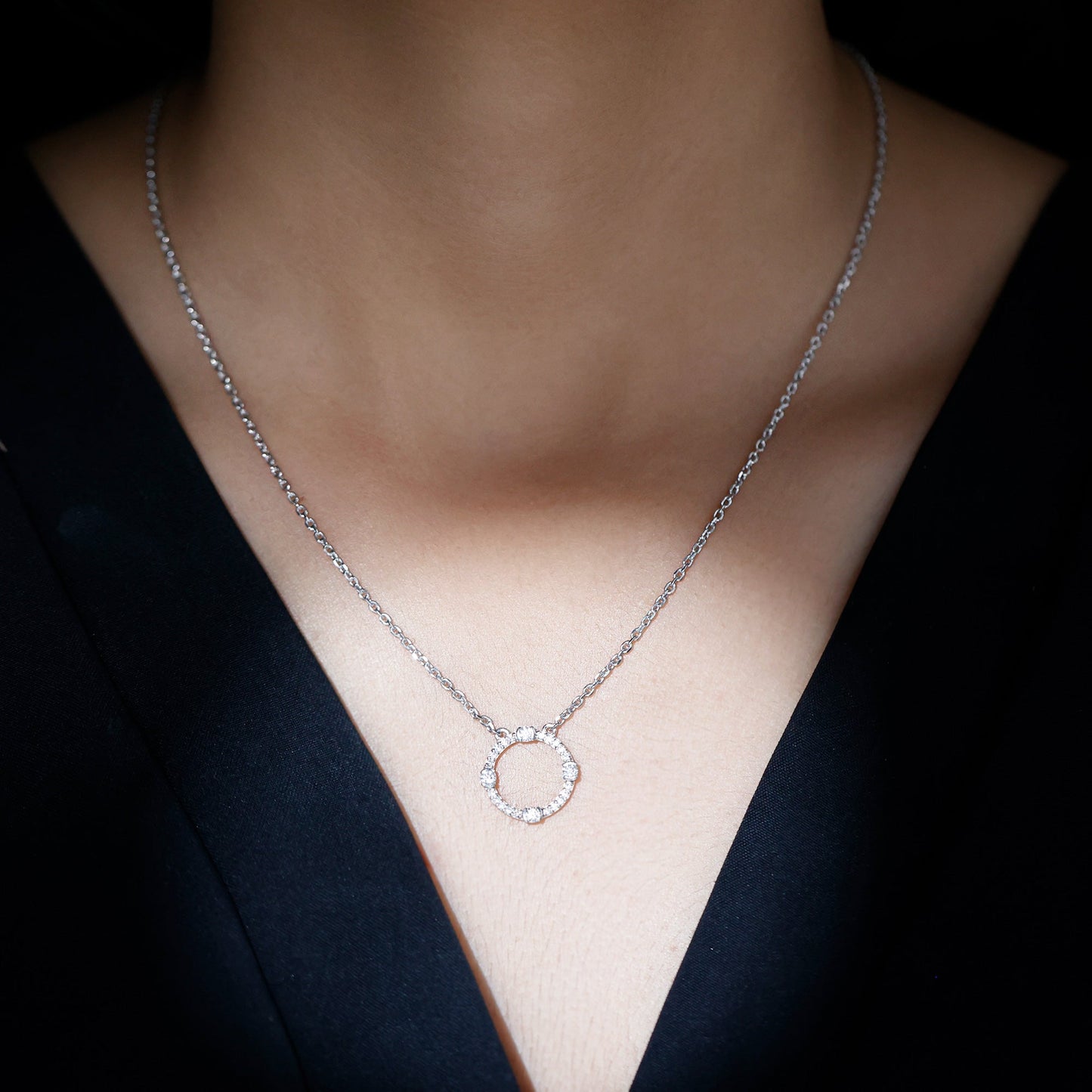 Sterling Silver Moissanite Eternity Necklace With Chain