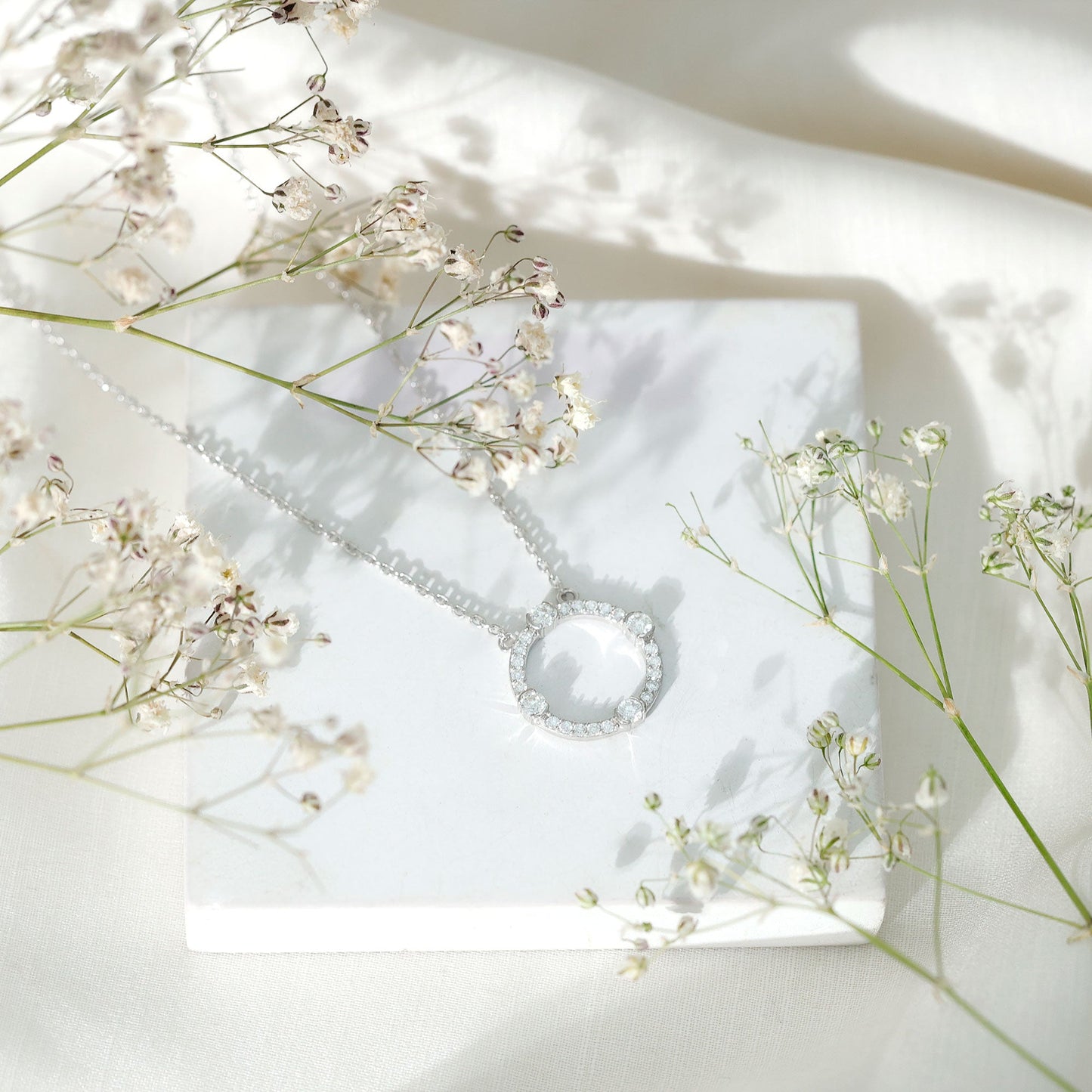 Sterling Silver Moissanite Eternity Necklace With Chain