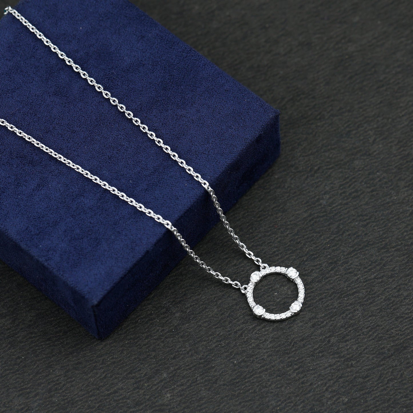 Sterling Silver Moissanite Eternity Necklace With Chain