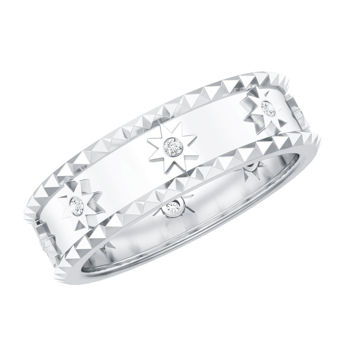 Vintage Inspired Lab Grown Diamond Starburst Wedding Band