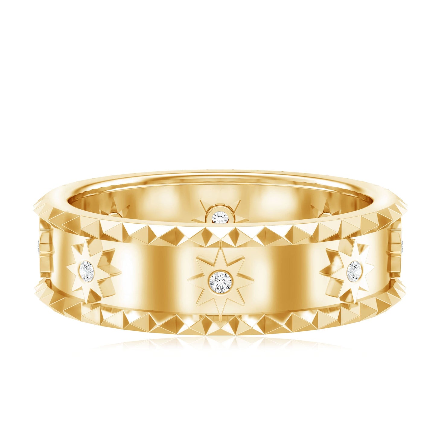 Vintage Inspired Lab Grown Diamond Starburst Wedding Band