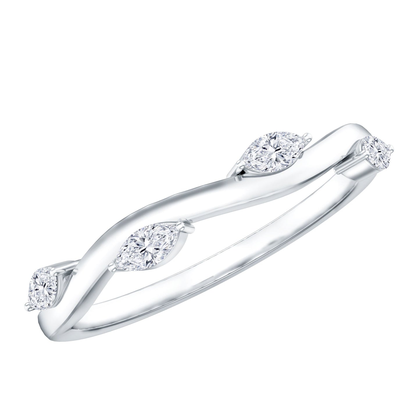 Marquise Cut Lab Grown Diamond Wedding Band