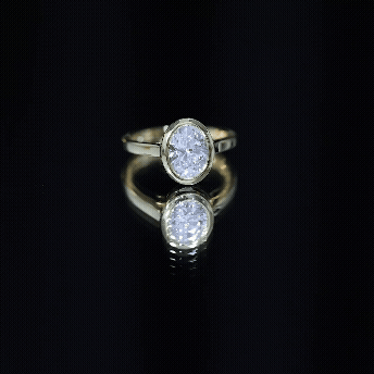 Certified 6X8 MM Lab Grown Diamond Bezel Set Engagement Ring