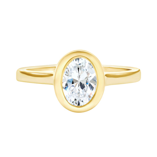 Certified 6X8 MM Lab Grown Diamond Bezel Set Engagement Ring