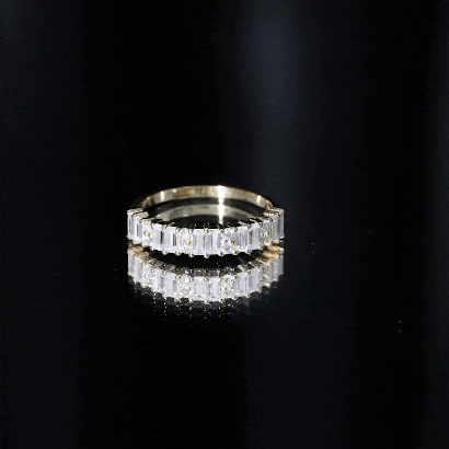 Baguette and Round Moissanite Half Eternity Band Ring