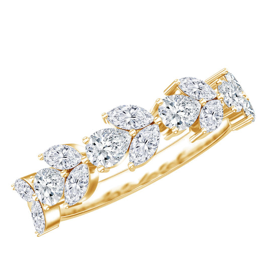 Certified Moissanite Wedding Band in Yellow Gold Plated Silver
