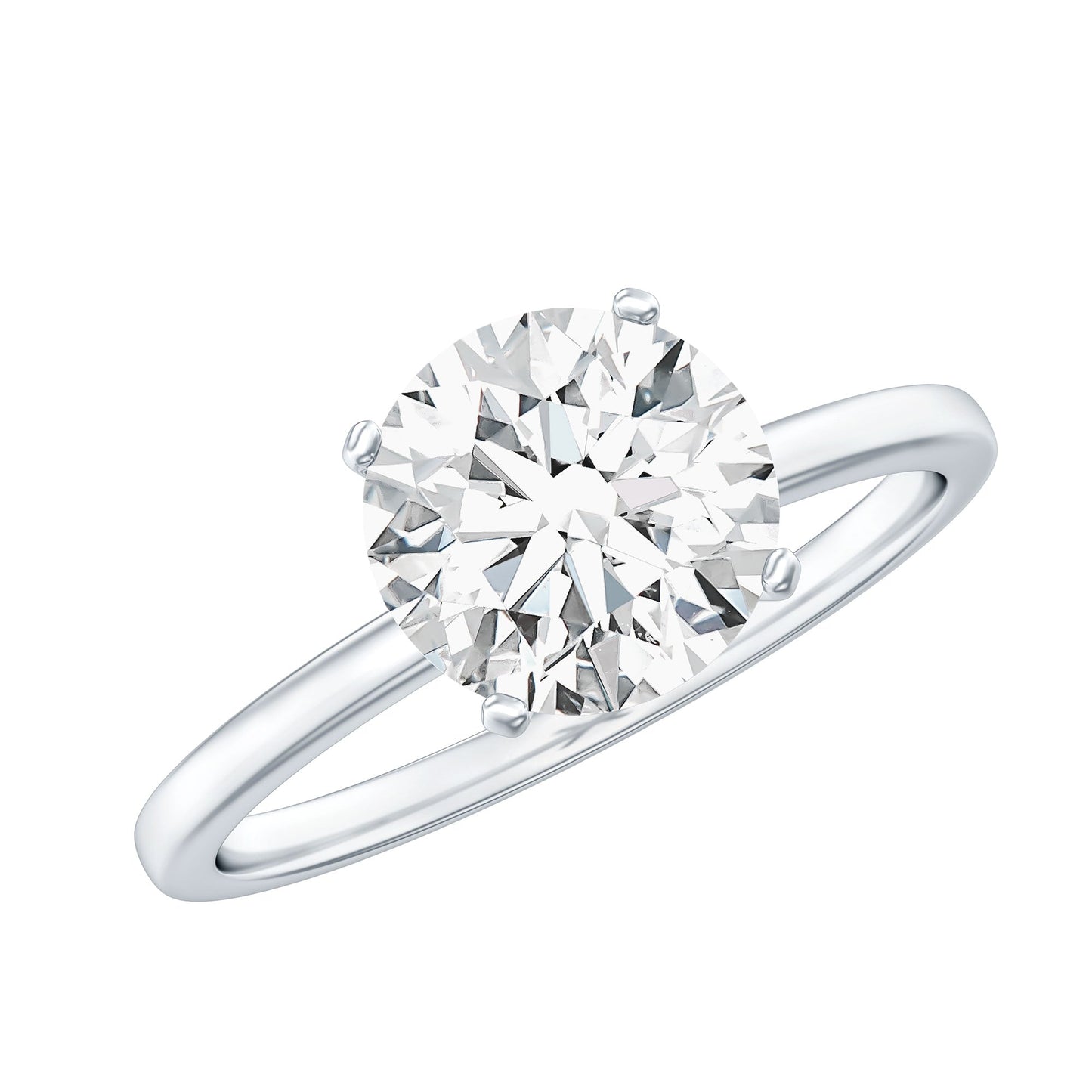 2 Carat Lab Grown Diamond Classic Engagement Ring in Silver