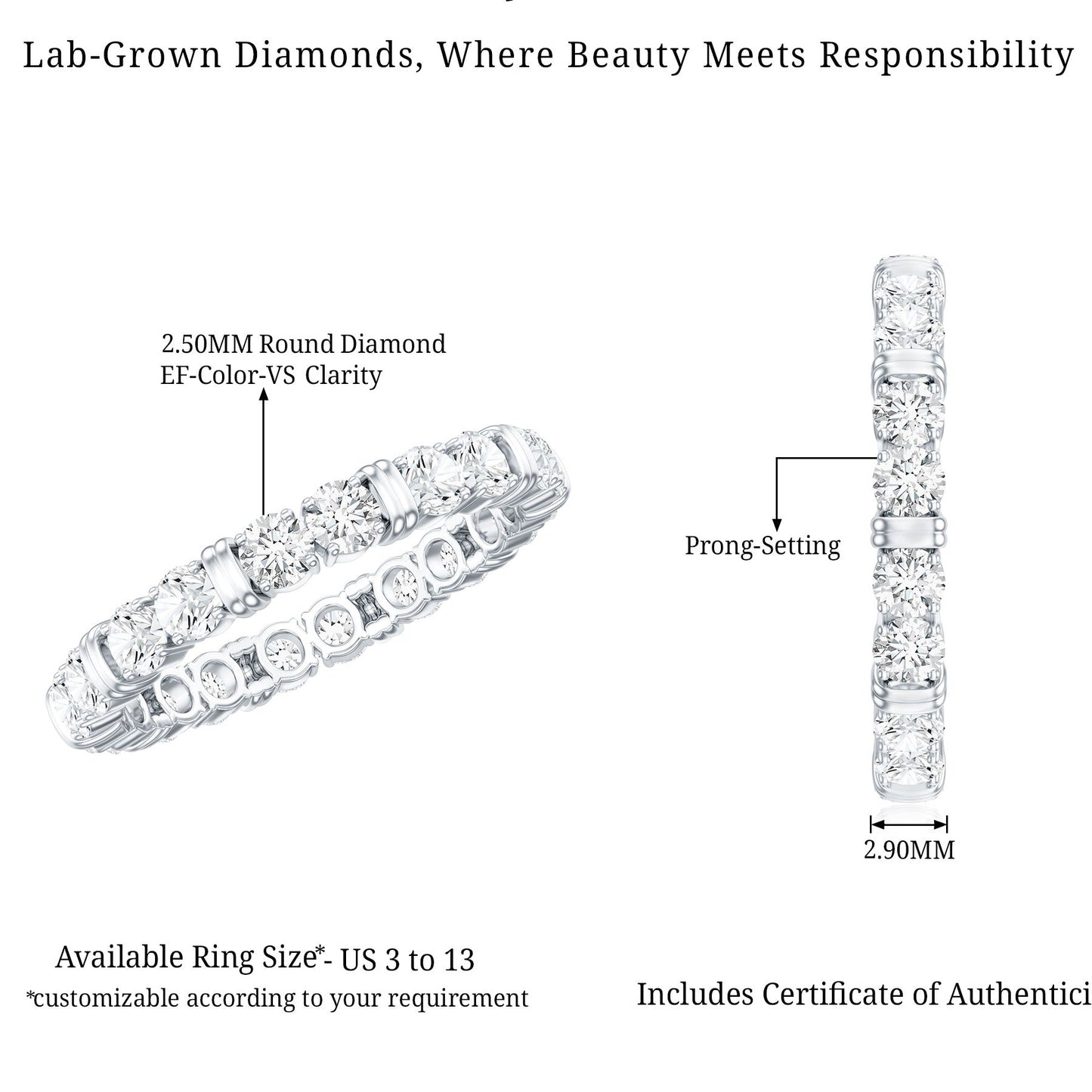 Lab Created Diamond Full Eternity Band Ring for Women