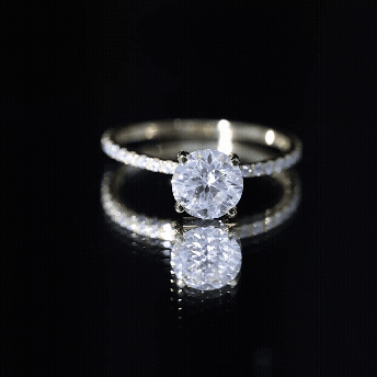 3 Carat Brilliant Cut Moissanite Classic Engagement Ring In Gold Plated Silver