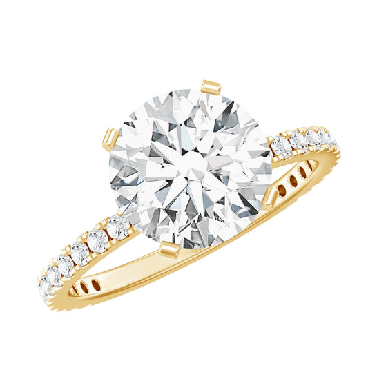 3 Carat Brilliant Cut Moissanite Classic Engagement Ring In Gold Plated Silver