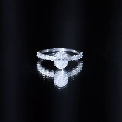 Certified 2 Carat Moissanite Oval Engagement Ring with Side Stones