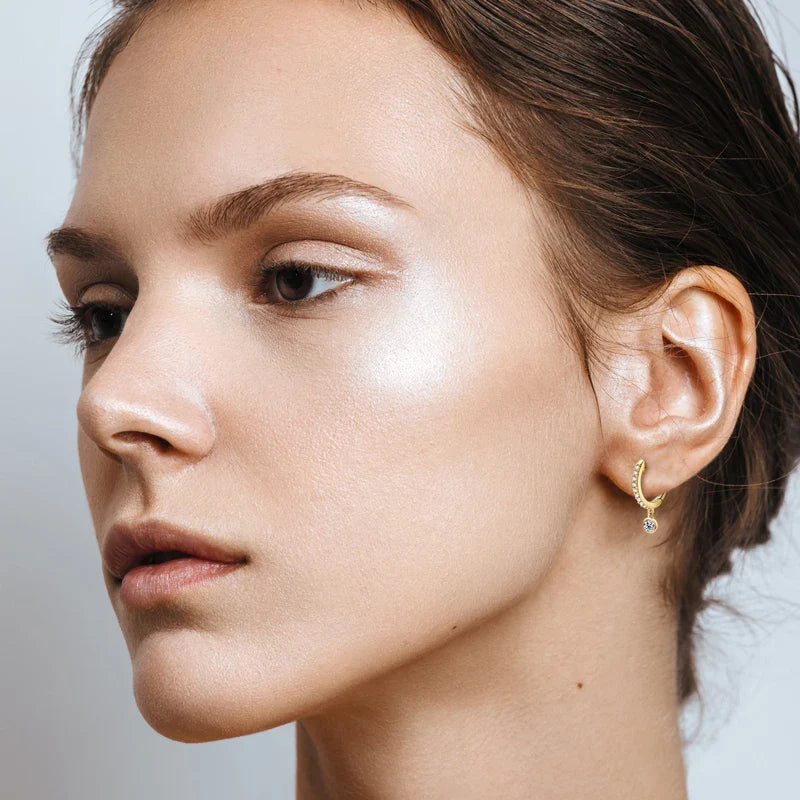 925 Sterling Silver Moissanite Huggie Hoop Earrings 3mm Bezel Set